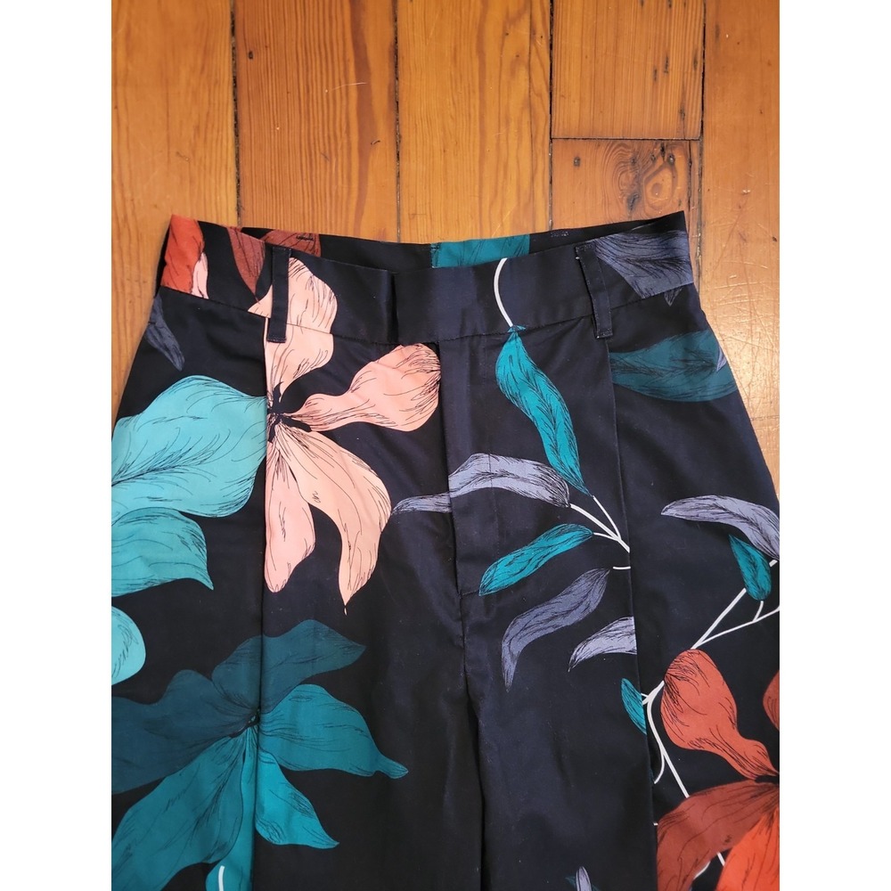 The Kit Leigh Trouser Leigh Upstate Florals Womens 6 High Waisted Wide Leg Black - Picture 2 of 14
